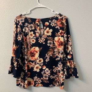 Soft floral bell sleeve top
